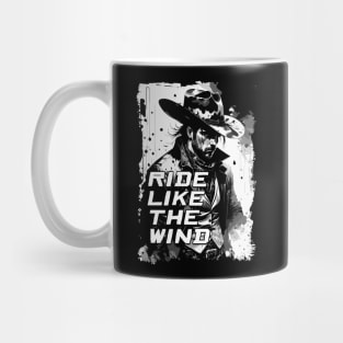 Ride Like The Wind Rugged VIntage Wild West Cowboy Quote Illustration Mug